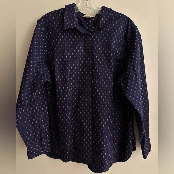 Duluth Trading Navy Pineapple Long-Sleeved Shirt Womens 1X - Picture 1 of 5